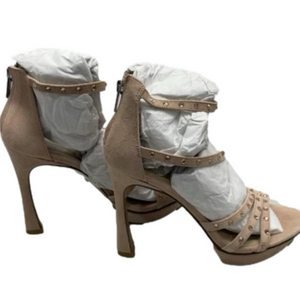 NEW PELLE MODA Women's 9M Neela Blush Kid Suede Platform Heels